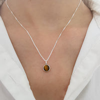 שרשרת כסף ותליון אבן עין הנמר